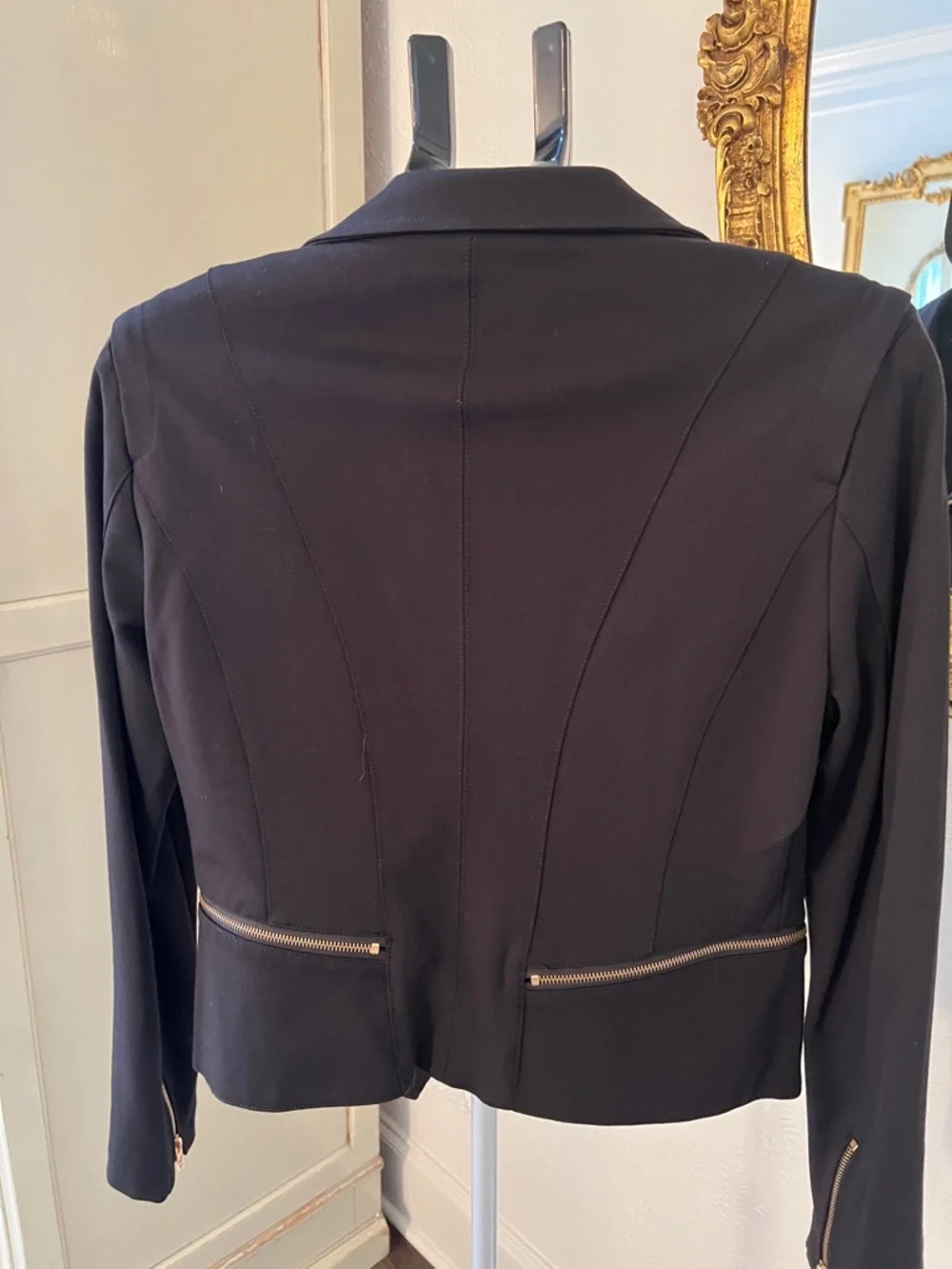 Blank NYC Black Zip-Front Moto Blazer with Gold Zippers - Picture 3 of 7